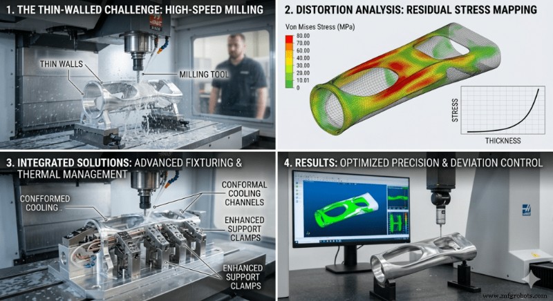 Controle de Deformação CNC para Alumínio de Parede Fina na Fabricação Aeroespacial